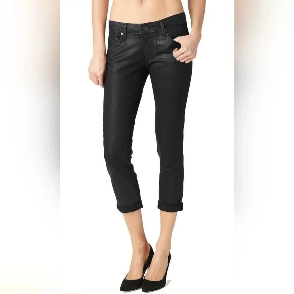 ♥️ Paige ♥️| Black Silk Jimmy Jimmy Crop Jeans Sz 30